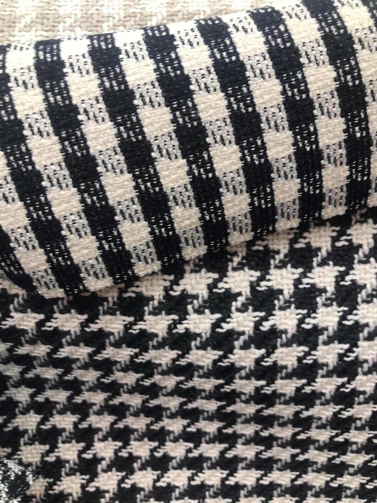 NEW! Designer Upholstery Heavyweight Tweed Fabric- Gingham Houndstooth BTY - Fancy Styles Fabric Pierre Frey Lee Jofa Brunschwig & Fils