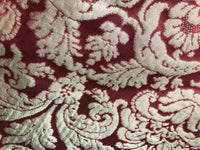 SWATCH- 100% Silk Taffeta Damask Interior Design Fabric - Rouge Red - Fancy Styles Fabric Boutique