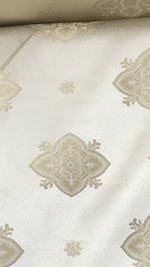 NEW! Designer Brocade Satin Fabric- Tone On Tone Cream- Upholstery Damask - Fancy Styles Fabric Pierre Frey Lee Jofa Brunschwig & Fils