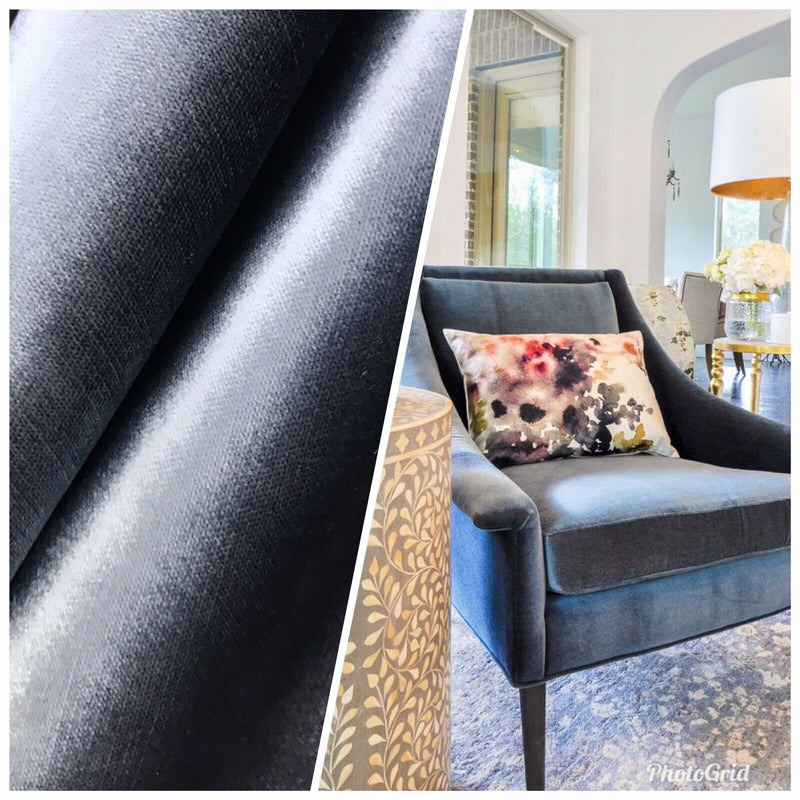 NEW Designer Made In Belgium Upholstery Velvet Fabric- Blue - Fancy Styles Fabric Pierre Frey Lee Jofa Brunschwig & Fils