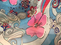 NEW! 100% Silk Chiffon Pucci Inspired Fabric Pink Blue Floral By The Yard - Fancy Styles Fabric Pierre Frey Lee Jofa Brunschwig & Fils