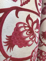 Designer Brocade Floral Drapery Fabric- Fuchsia Pink Red White -By The Yard - Fancy Styles Fabric Pierre Frey Lee Jofa