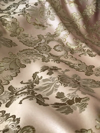 110” Wide- SALE! Prince Lucas Designer Brocade Jacquard Fabric- Antique Pink Gold- Damask - Fancy Styles Fabric Pierre Frey Lee Jofa Brunschwig & Fils
