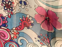 NEW! 100% Silk Chiffon Pucci Inspired Fabric Pink Blue Floral By The Yard - Fancy Styles Fabric Pierre Frey Lee Jofa Brunschwig & Fils