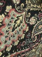 SWATCH Designer Velvet Chenille Burnout Fabric - Black With Muted Multi Colors - Fancy Styles Fabric Pierre Frey Lee Jofa Brunschwig & Fils
