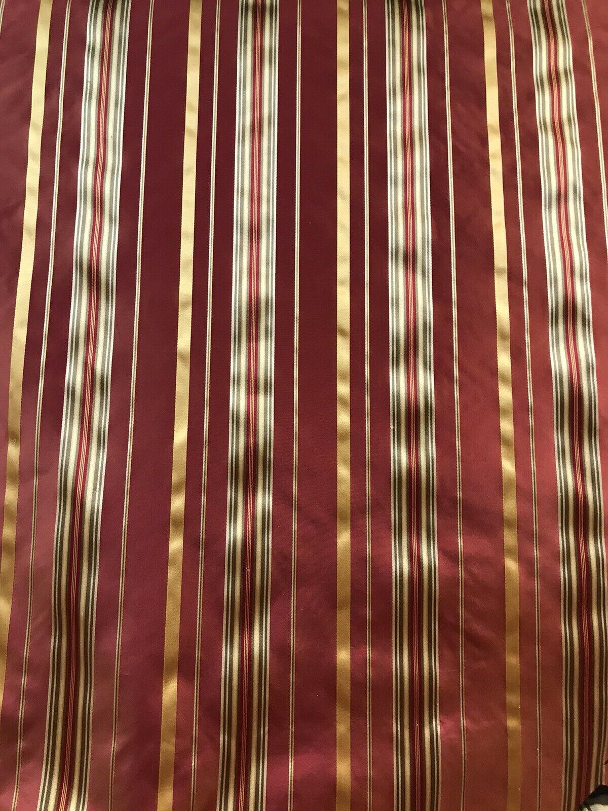NEW! Lady Grace 100% Silk Taffeta Dupioni Fabric -Red & Gold Stripes - Fancy Styles Fabric Pierre Frey Lee Jofa Brunschwig & Fils