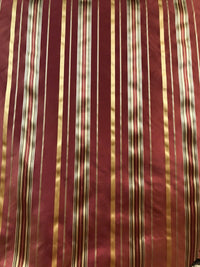 NEW! Lady Grace 100% Silk Taffeta Dupioni Fabric -Red & Gold Stripes - Fancy Styles Fabric Pierre Frey Lee Jofa Brunschwig & Fils
