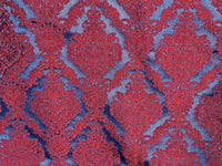 NEW Princess Giselle Designer Damask Satin Drapery Upholstery Fabric - Electric Red & Navy Blue - Fancy Styles Fabric Pierre Frey Lee Jofa Brunschwig & Fils