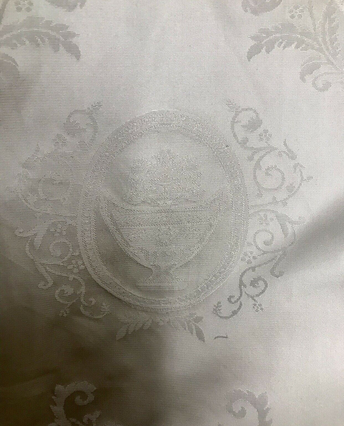 NEW! 100% Silk Jacquard Neoclassical Fabric - Tone On Tone Light Gray- Damask - Fancy Styles Fabric Pierre Frey Lee Jofa Brunschwig & Fils