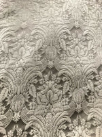 SWATCH Prince Caspian 100% Silk Taffeta Interior Design Fabric Damask Brocade Silver-Taupe - Fancy Styles Fabric Pierre Frey Lee Jofa Brunschwig & Fils