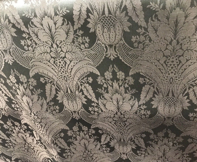 NEW! SALE! Designer Damask Satin Fabric- Antique Green - Upholstery Brocade - Fancy Styles Fabric Boutique