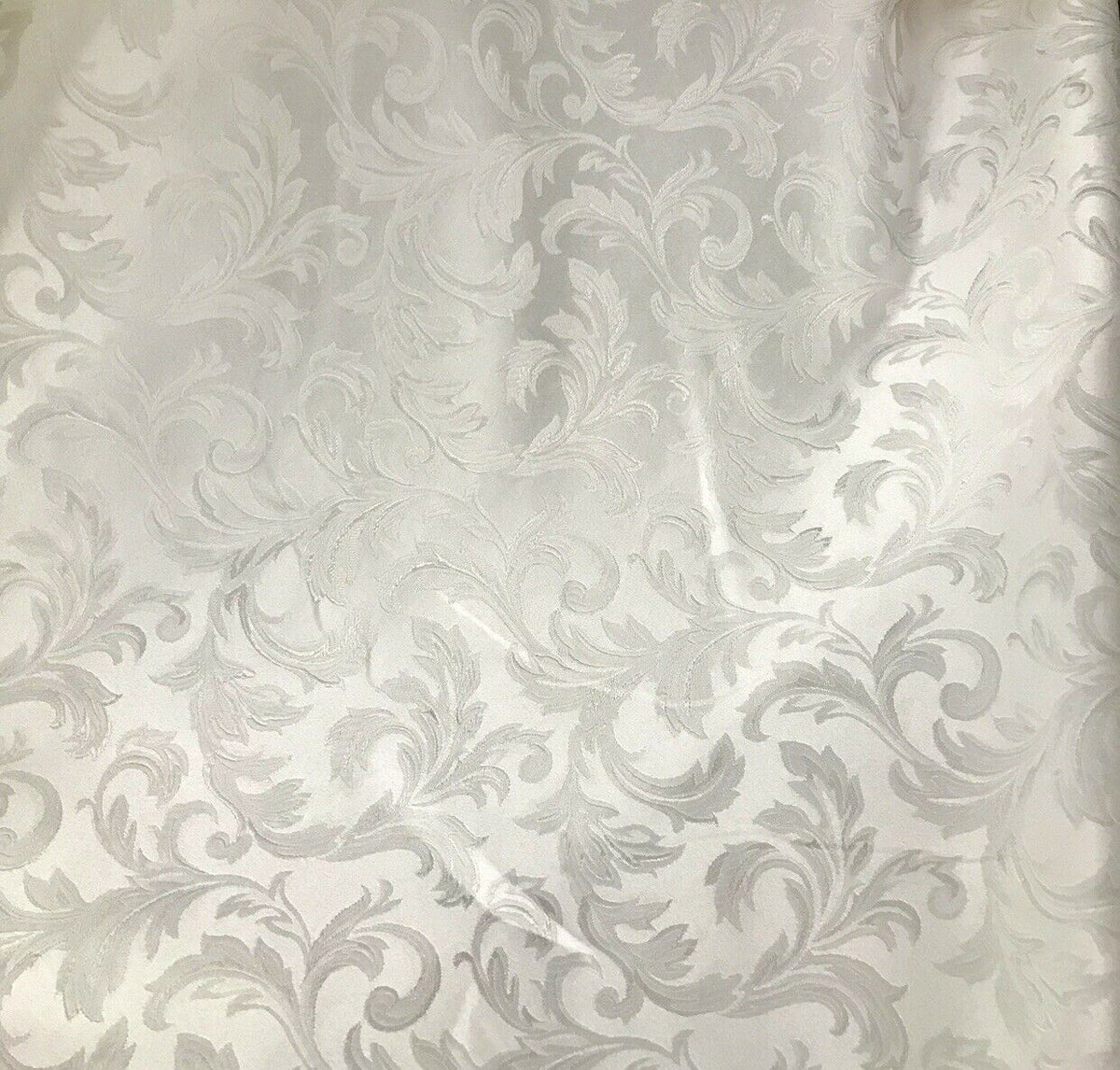 NEW Italian Brocade Satin Fabric- White- Floral Leaves Upholstery Neoclassical - Fancy Styles Fabric Pierre Frey Lee Jofa Brunschwig & Fils