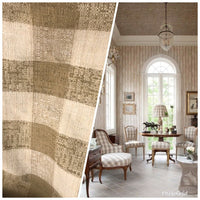 NEW! Designer 100% Raw Silk Gingham Check Decorating Fabric -Camel Brown - Fancy Styles Fabric Pierre Frey Lee Jofa Brunschwig & Fils