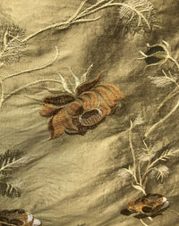NEW! Queen Evelyn 100% Silk Dupioni Embroidered Floral Fabric- Gold Sold By The Yard LLSUY0002 - Fancy Styles Fabric Pierre Frey Lee Jofa Brunschwig & Fils