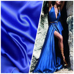 NEW Designer 100% Silk Charmeuse Fabric - Blue- Medium weight- Sold by yard - Fancy Styles Fabric Pierre Frey Lee Jofa Brunschwig & Fils