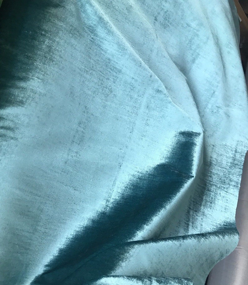 NEW! Designer Lined Silk Rayon Drapery Velvet Fabric By the yard- Turquoise - Fancy Styles Fabric Pierre Frey Lee Jofa Brunschwig & Fils