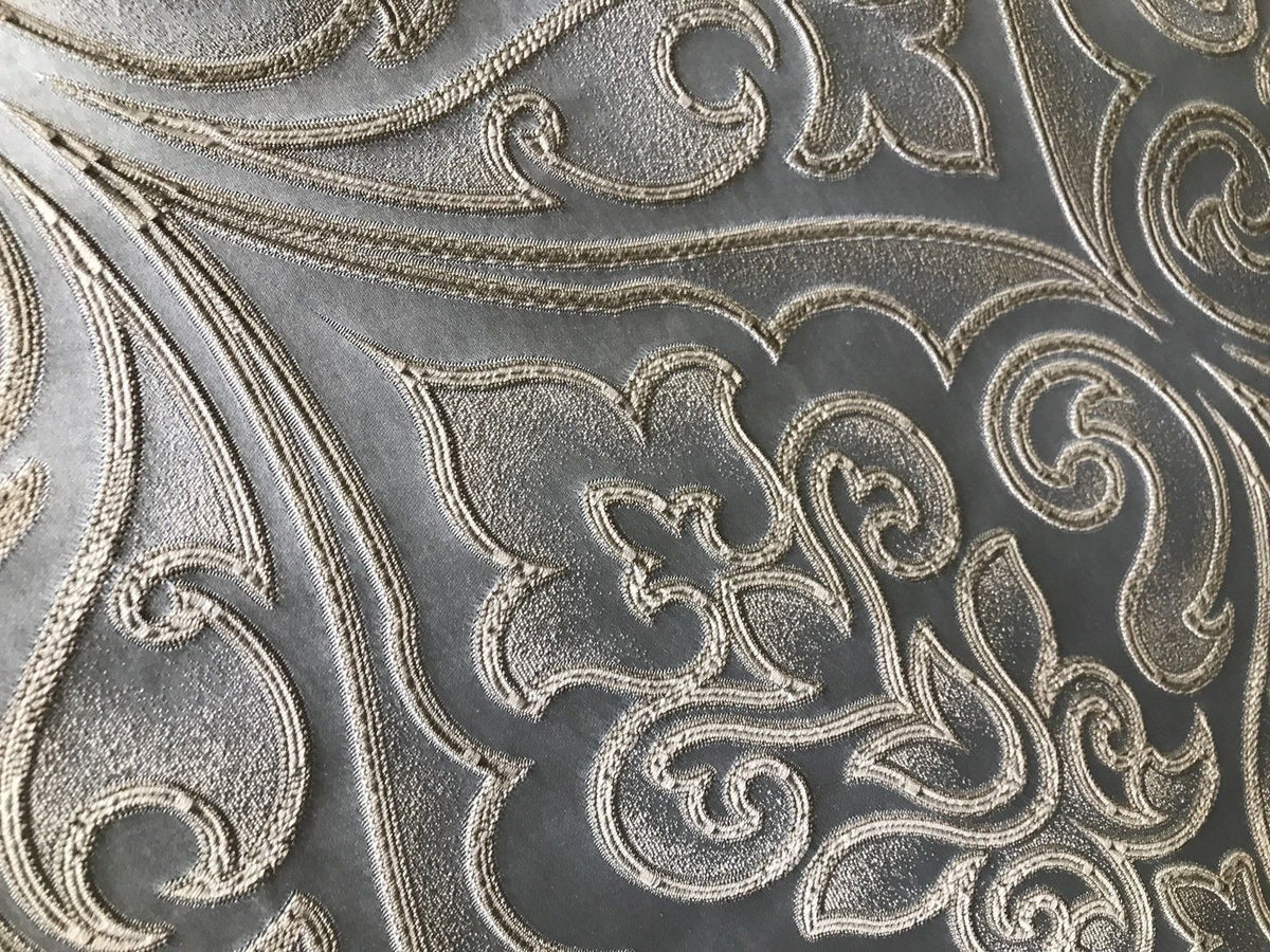 Designer Brocade Satin Fabric Interior Design- Light Silvery Blue- Upholstery - Fancy Styles Fabric Pierre Frey Lee Jofa