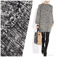 NEW Stretch Knit Sweater Fabric Imported Italian Rayon Black White Melange - Fancy Styles Fabric Boutique