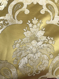 NEW Sir Darcey Designer Satin Burnout Damask Drapery Upholstery Fabric *Gold Yellow BTY - Fancy Styles Fabric Pierre Frey Lee Jofa Brunschwig & Fils