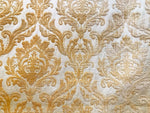 NEW! Queen Isabelle Designer Damask Burnout Chenille Velvet Fabric - Honey Gold BTY - Fancy Styles Fabric Pierre Frey Lee Jofa Brunschwig & Fils