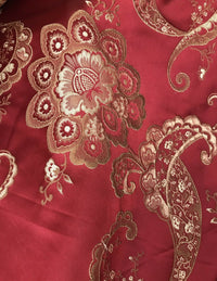 Lady Hyacinth Designer Brocade Satin Fabric- Antique Inspired Red and Gold - Upholstery - Fancy Styles Fabric Pierre Frey Lee Jofa Brunschwig & Fils