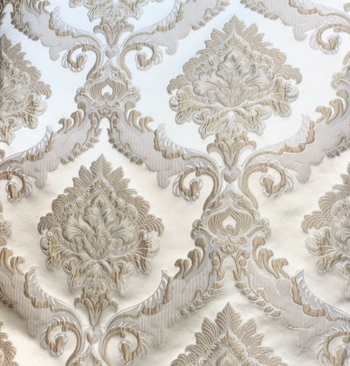 SALE! Prince Simon Designer Brocade Satin Fabric - Taupe Ivory Floral Upholstery Damask - Fancy Styles Fabric Pierre Frey Lee Jofa Brunschwig & Fils