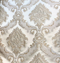 SALE! Prince Simon Designer Brocade Satin Fabric - Taupe Ivory Floral Upholstery Damask - Fancy Styles Fabric Pierre Frey Lee Jofa Brunschwig & Fils