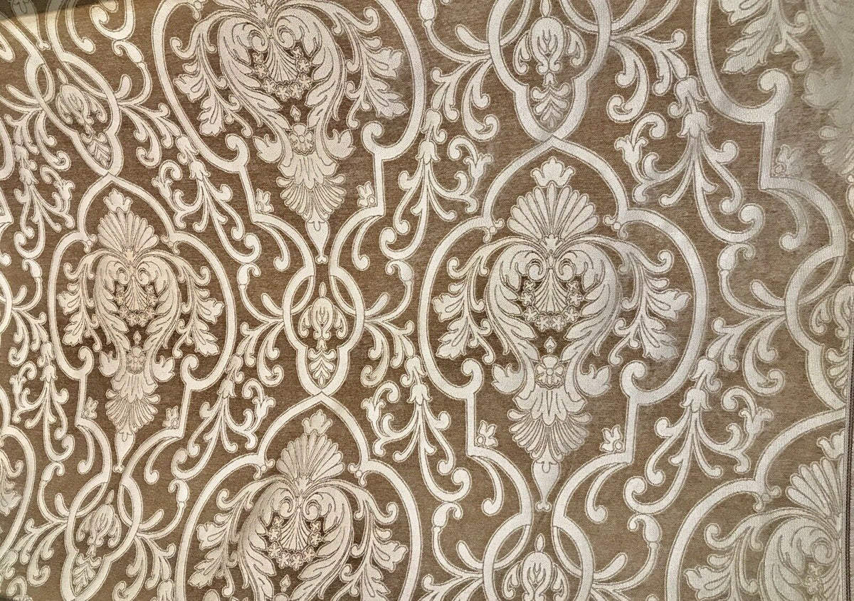 SWATCH Double Sided Burnout Chenille Velvet Fabric- Taupe Upholstery Damask - Fancy Styles Fabric Pierre Frey Lee Jofa Brunschwig & Fils