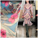 NEW! 100% Silk Chiffon Pucci Inspired Fabric Pink Blue Floral By The Yard - Fancy Styles Fabric Pierre Frey Lee Jofa Brunschwig & Fils