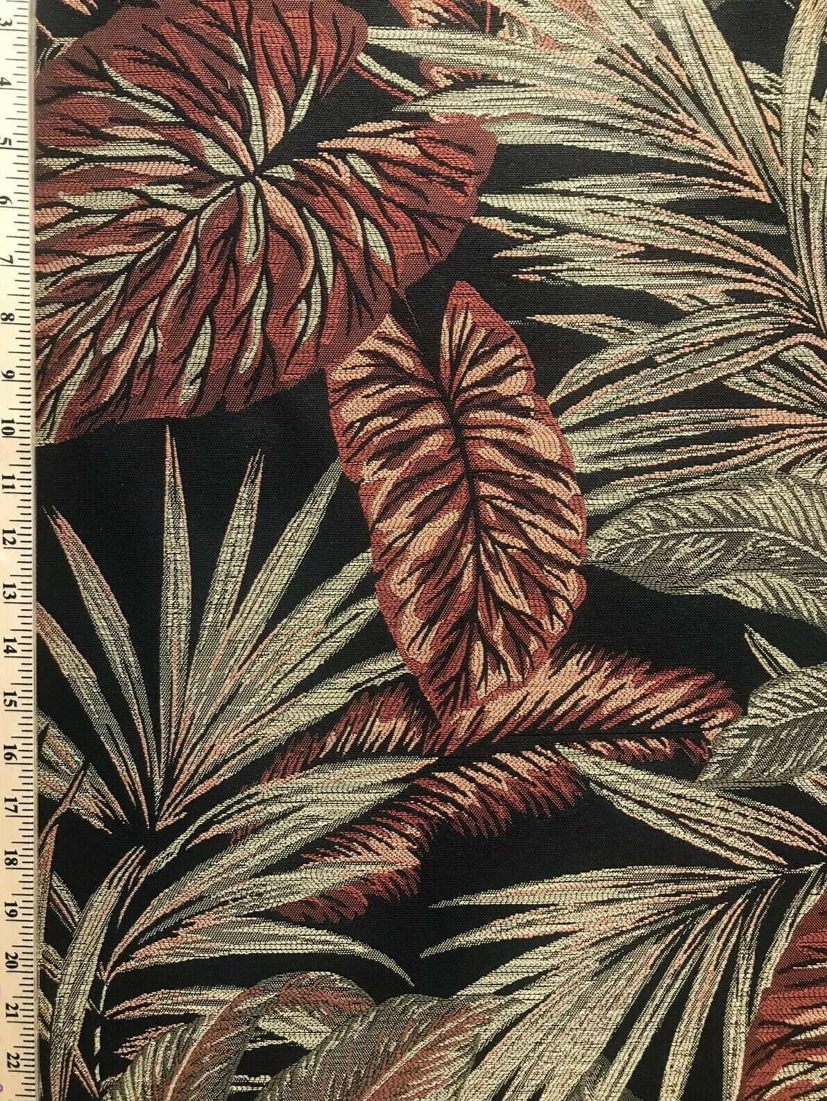 BACK IN STOCK!  Designer Brocade Upholstery Fabric- Palm Leaves Floral Black - Fancy Styles Fabric Pierre Frey Lee Jofa Brunschwig & Fils