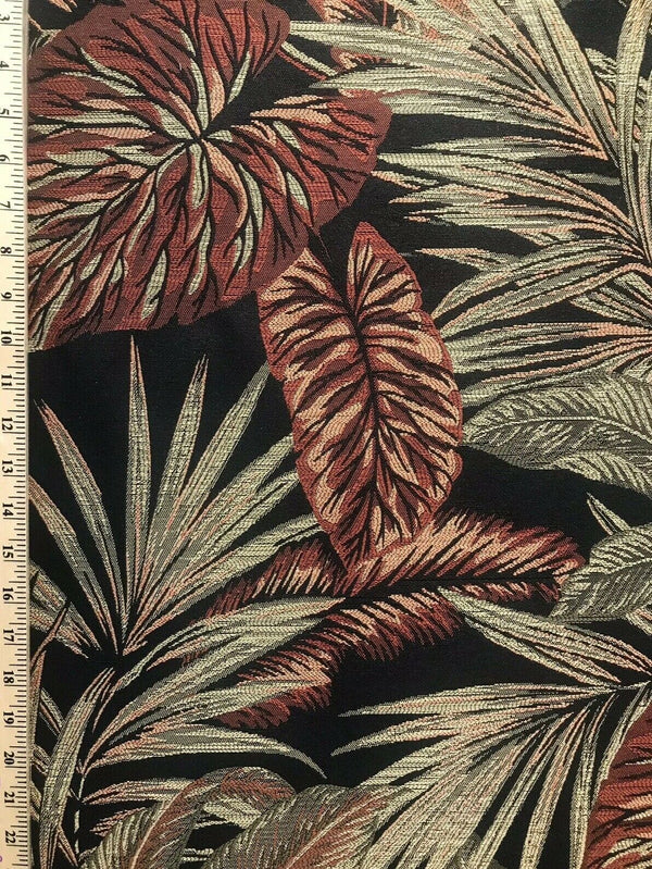 BACK IN STOCK!  Designer Brocade Upholstery Fabric- Palm Leaves Floral Black - Fancy Styles Fabric Pierre Frey Lee Jofa Brunschwig & Fils