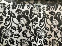 Baroness Angela Burnout Velvet Upholstery Fabric - Floral Charcoal & White LLPVS0008 - Fancy Styles Fabric Pierre Frey Lee Jofa Brunschwig & Fils