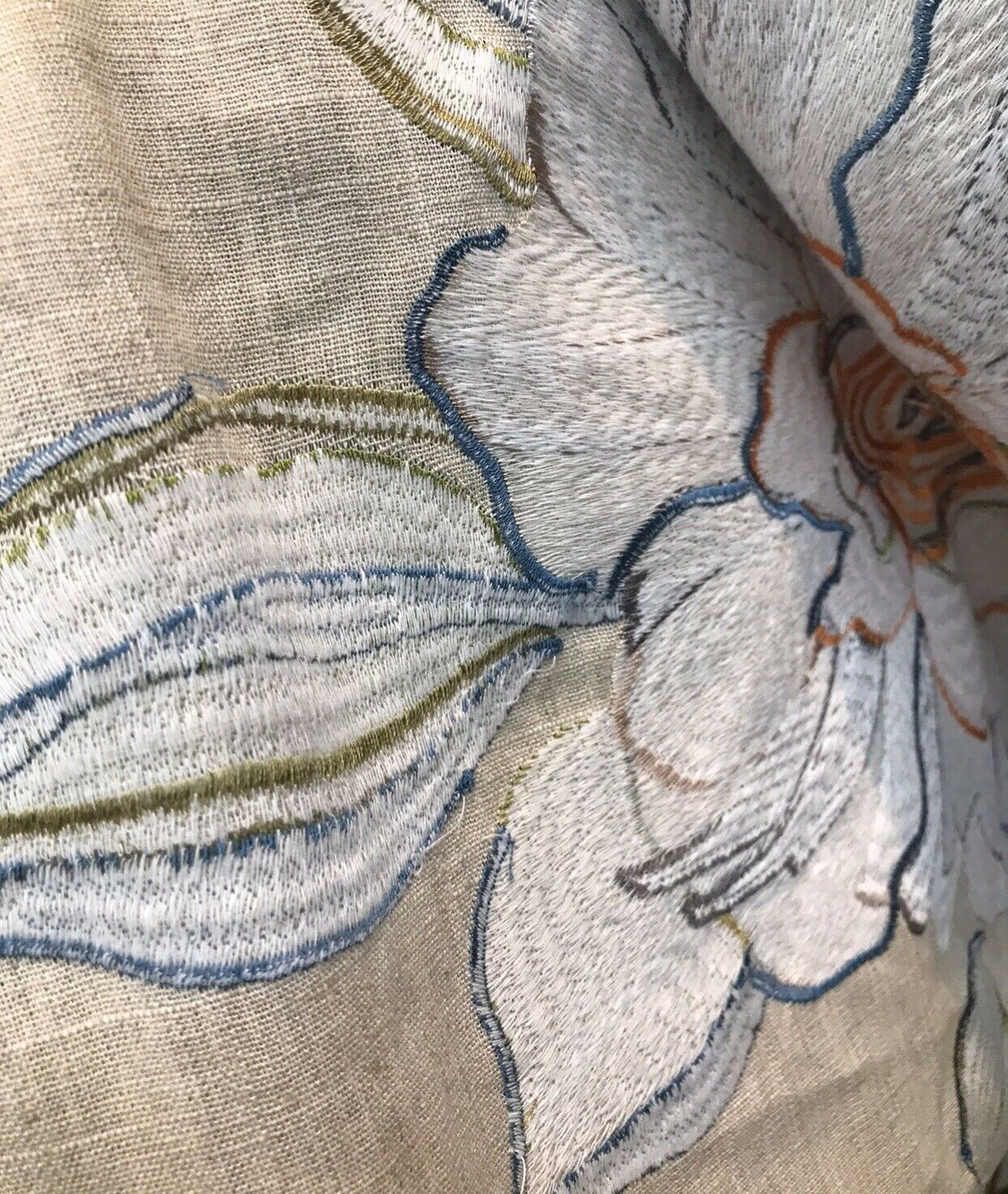 Novelty Cotton Oversized Floral Embroidery Fabric- Flax By The Yard - Fancy Styles Fabric Pierre Frey Lee Jofa Brunschwig & Fils