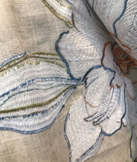 Novelty Cotton Oversized Floral Embroidery Fabric- Flax By The Yard - Fancy Styles Fabric Pierre Frey Lee Jofa Brunschwig & Fils