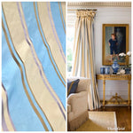 NEW 100% Silk Taffeta Drapery Decorating Fabric - Blue Gold Stripes By The Yard - Fancy Styles Fabric Pierre Frey Lee Jofa Brunschwig & Fils