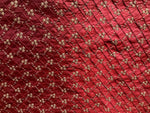Queen Elisabeth 100% Silk Dupioni Embroidered Floral Quilted Motif Fabric - Dark Red LLSUR0003 - Fancy Styles Fabric Pierre Frey Lee Jofa Brunschwig & Fils