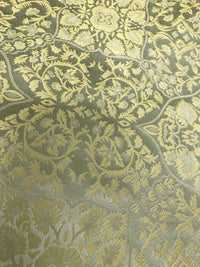 NEW! SALE! 100% Silk Taffeta Interior Design Fabric Damask Brocade French Yellow - Fancy Styles Fabric Boutique