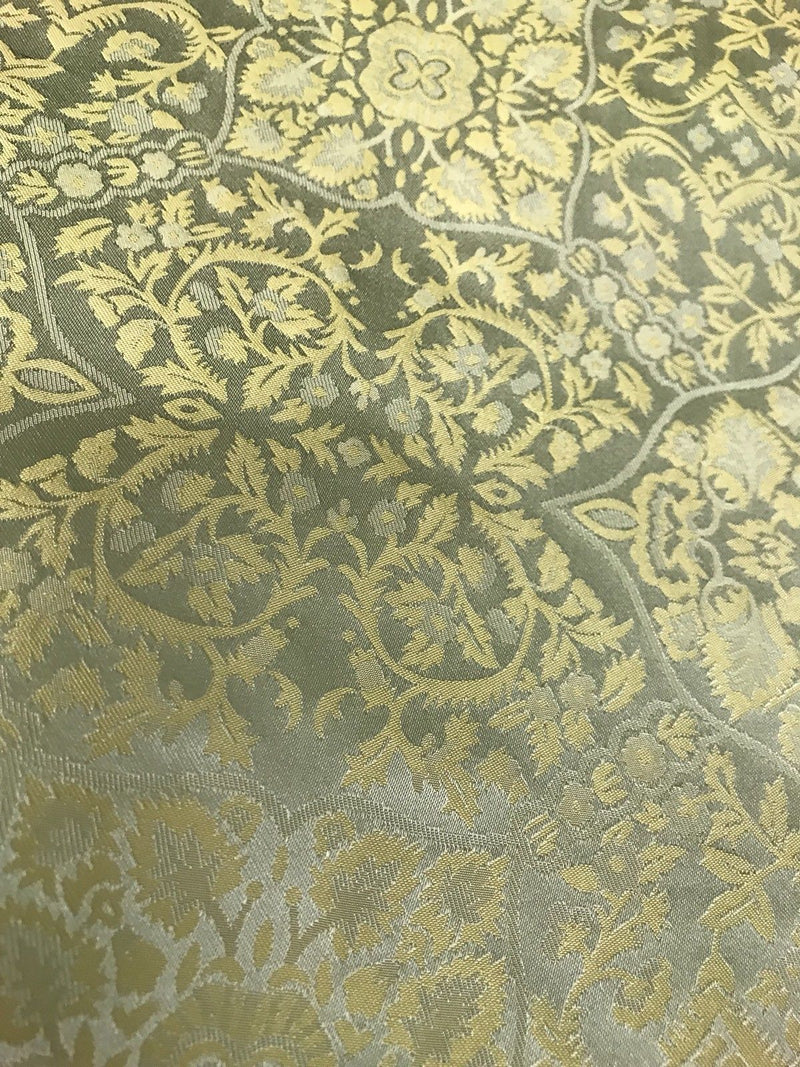 NEW! SALE! 100% Silk Taffeta Interior Design Fabric Damask Brocade French Yellow - Fancy Styles Fabric Boutique