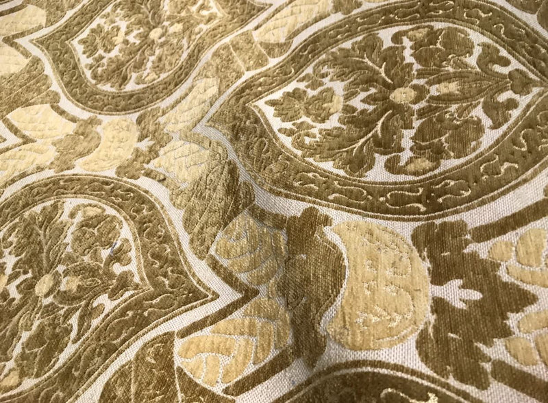 NEW Double Sided Burnout Chenille Velvet Fabric- Mustard Yellow- Upholstery - Fancy Styles Fabric Boutique