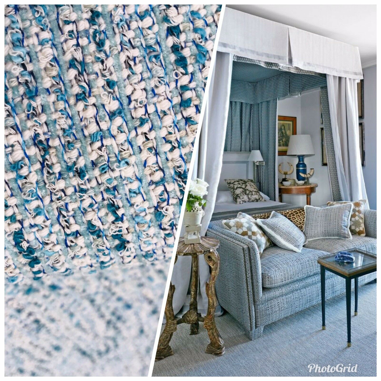 Back In Stock! Lord Wiatt Designer Upholstery Heavyweight Tweed Fabric- Aqua Blue- Sold By The Yard