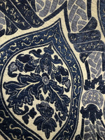SWATCH Double Sided Burnout Chenille Velvet Fabric- Blue Upholstery Damask - Fancy Styles Fabric Boutique