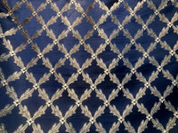 Lady Cadence Designer Brocade Upholstery & Drapery Satin Fabric - Jewel Blue & Gold - Fancy Styles Fabric Pierre Frey Lee Jofa Brunschwig & Fils