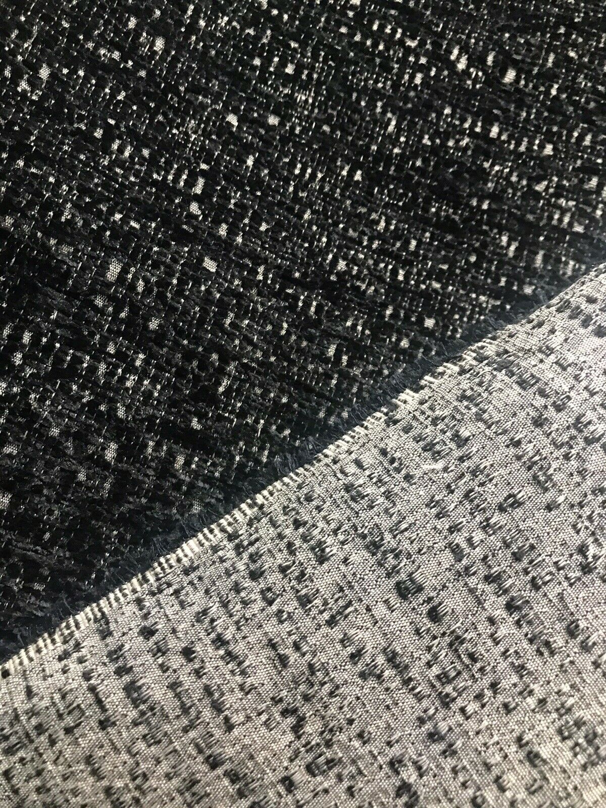 NEW Designer Upholstery Heavyweight Tweed Fabric- Black White Melange- BTY - Fancy Styles Fabric Pierre Frey Lee Jofa Brunschwig & Fils
