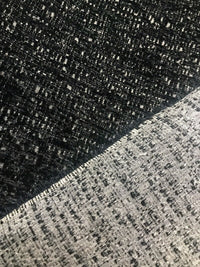 NEW Designer Upholstery Heavyweight Tweed Fabric- Black White Melange- BTY - Fancy Styles Fabric Pierre Frey Lee Jofa Brunschwig & Fils