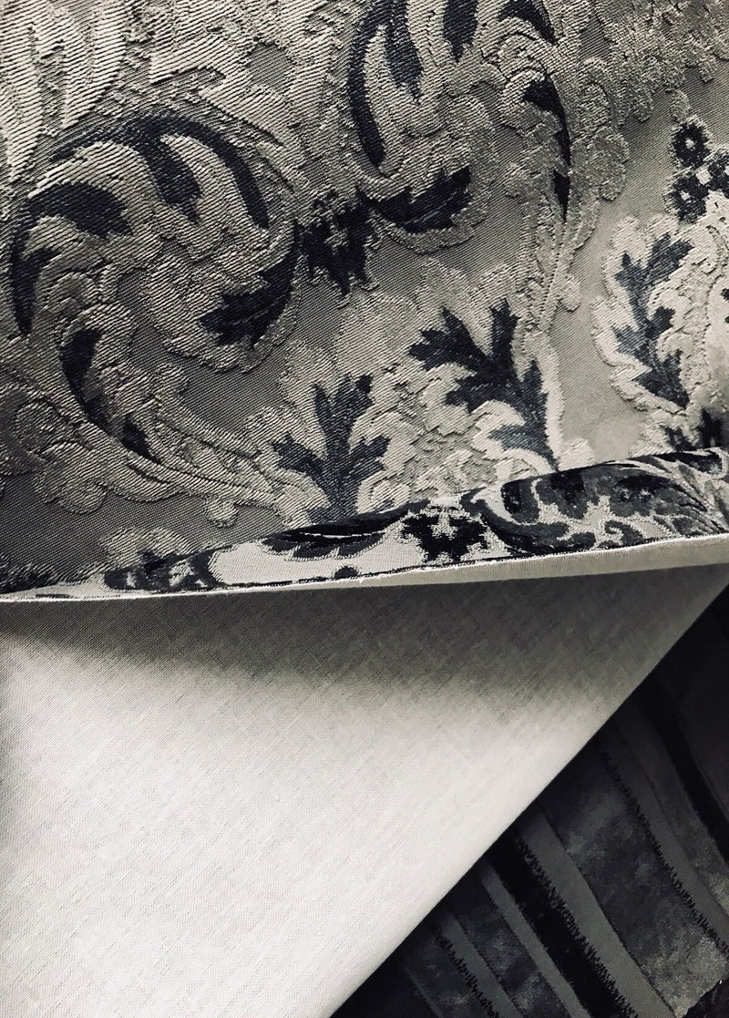 NEW! Antique Inspired Burnout Velvet Damask Fabric - Upholstery Gray Brocade - Fancy Styles Fabric Boutique