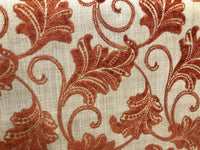 SWATCH 4” X 7” - Burnout Velvet Floral Upholstery Fabric- Burnt Orange Rust Red - Fancy Styles Fabric Pierre Frey Lee Jofa Brunschwig & Fils