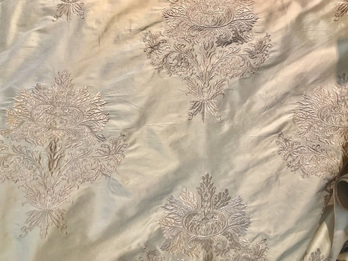 NEW Novelty Pink Embroidered 100% Silk Taffeta Fabric Antique Pink - Fancy Styles Fabric Boutique