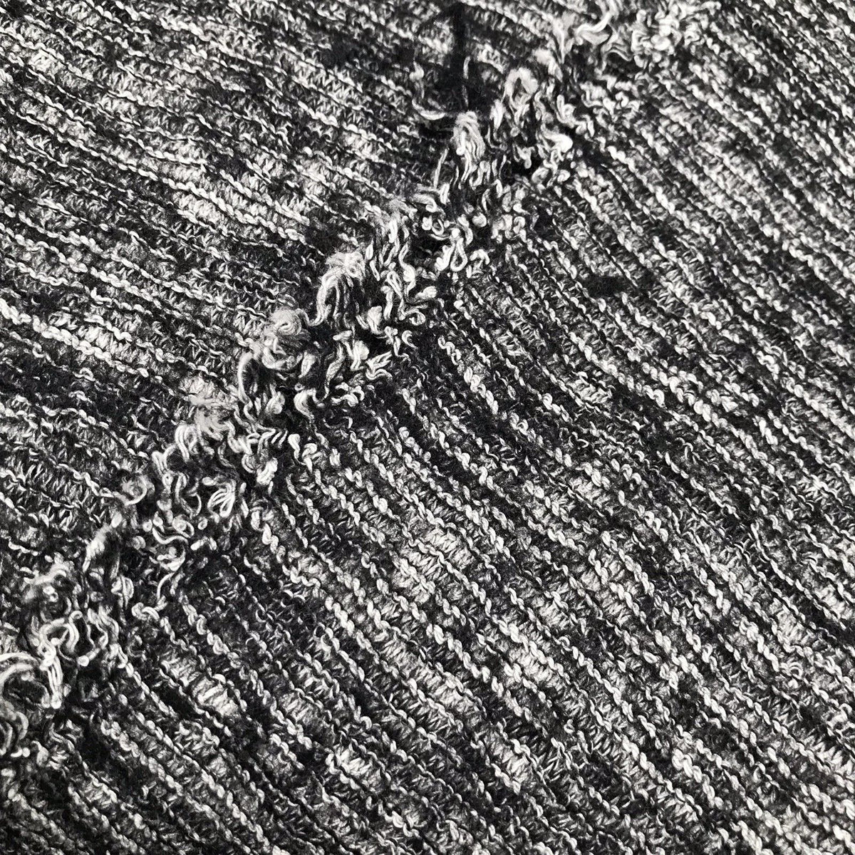 NEW Stretch Knit Sweater Fabric Imported Italian Rayon Black White Melange - Fancy Styles Fabric Boutique