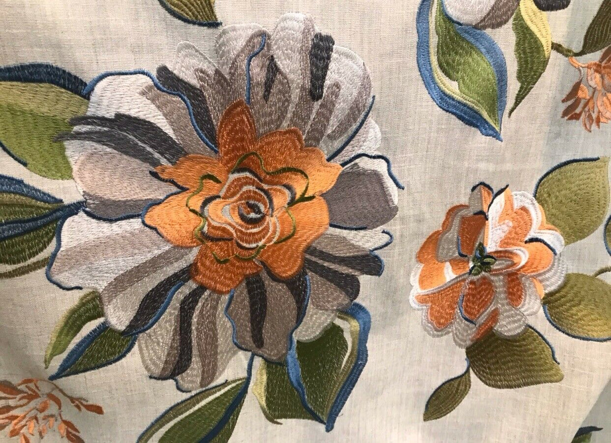 Novelty Cotton Oversized Floral Embroidery Fabric- Flax By The Yard - Fancy Styles Fabric Pierre Frey Lee Jofa Brunschwig & Fils