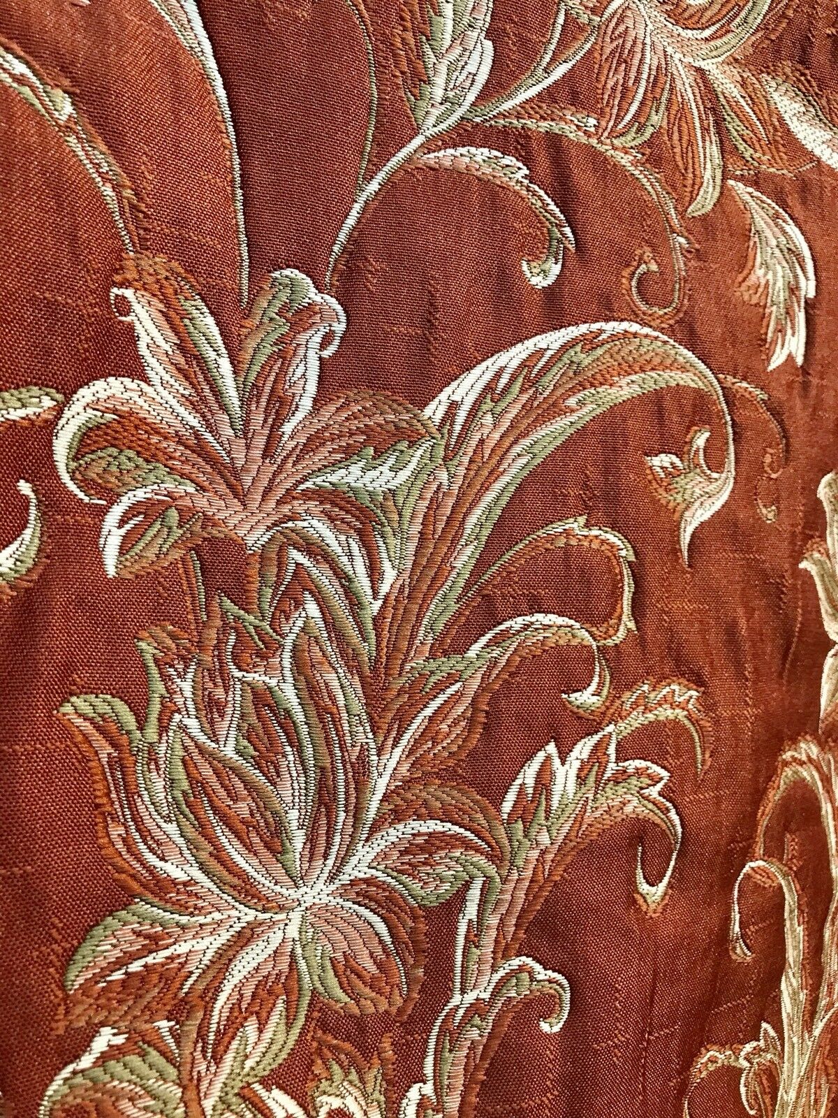 NEW! Designer Quilted Brocade Floral Upholstery Fabric- Rust Brick Red - Fancy Styles Fabric Pierre Frey Lee Jofa Brunschwig & Fils